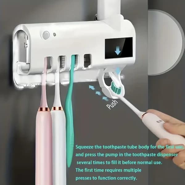 Intelligent UV Sterilisering Tannbørsteholder, Multifunksjonell Tannbørsteholder for Hjemmet