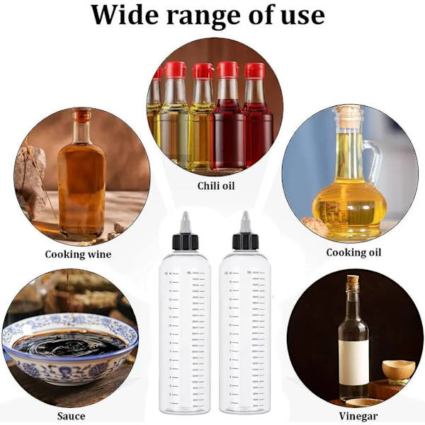 3 st Transparenta 500 ml Klämflaskor med Spetsig Pip, Multifunktionella