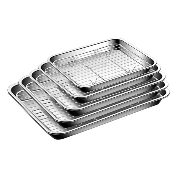 32x25cm Grillbrett i rustfritt stål med rist for baking og avkjøling