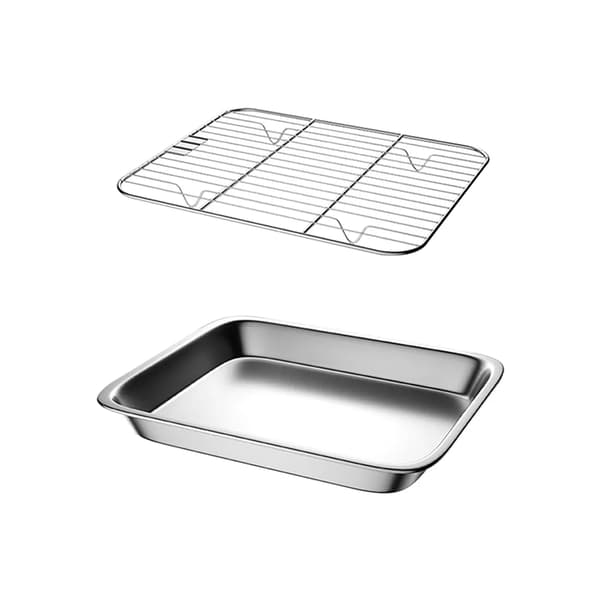 29x23cm Grillbakke i rustfrit stål med rist til bagning og afkøling
