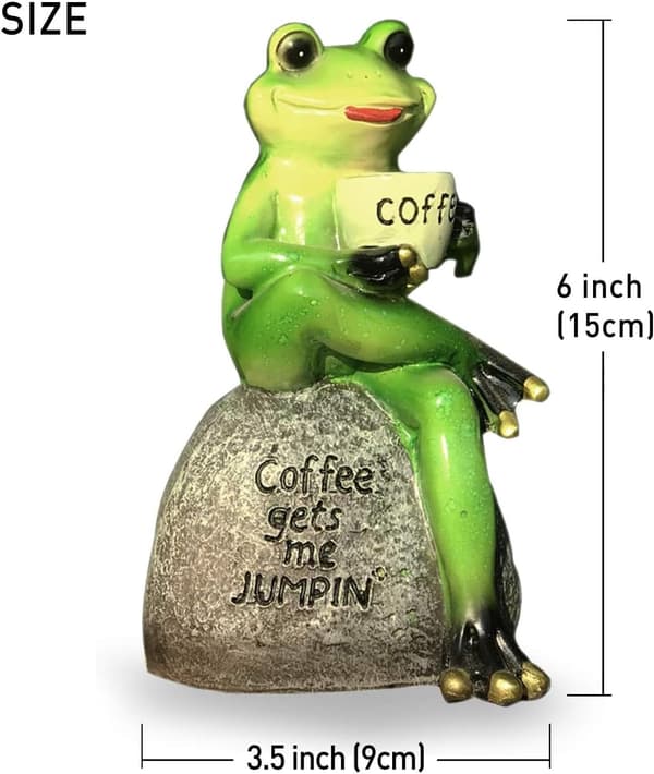 Groda staty, trädgårdsdekoration, grön grodform green