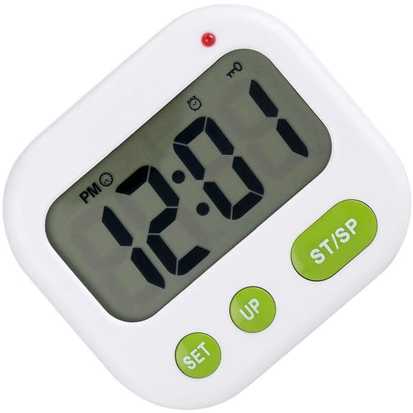 Digital LCD-väckarklocka med musik/vibration, elektronisk kökstimer med bakgrundsbelysning