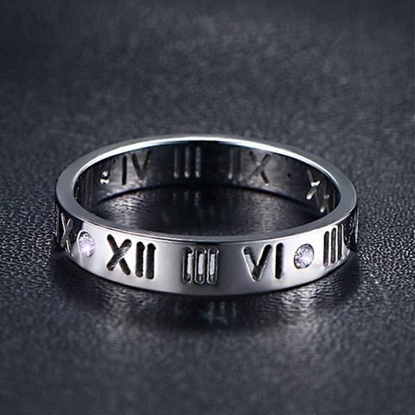 Openwork Romertal Ring til Kvinder Piger af Rustfrit Stål & CZ Indstilling Sølv/Rose Guld/Guld Plated - -