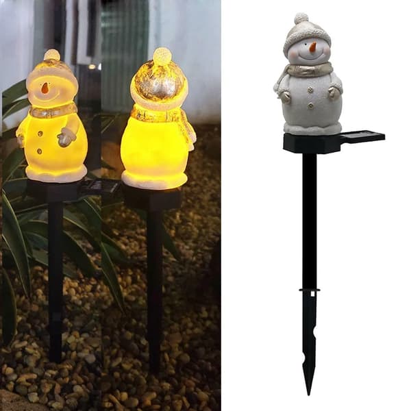 2x LED snemand solcellelampe havelys julehavepynt plænelys julepynt