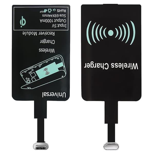 Qi-sovitin - Langaton vastaanotin lataukseen Micro-USB:llä - Musta