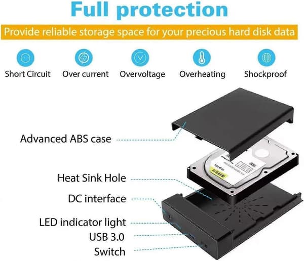 3.5 harddisk kabinet til 3.5'' SATA SSD og HDD USB 3.0 harddisk etui sort S356U3