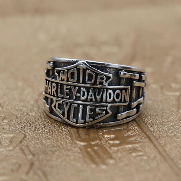 Harley Signet Ring, 925 Sterling Silver Biker Ring