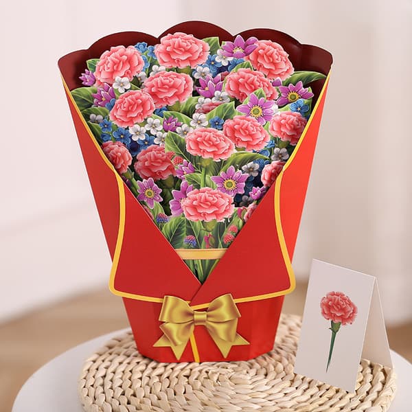 Pop Up Blomsterbukett Grattiskort Mors Dag Present size:E