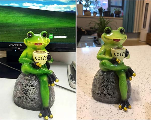 Groda staty, trädgårdsdekoration, grön grodform green