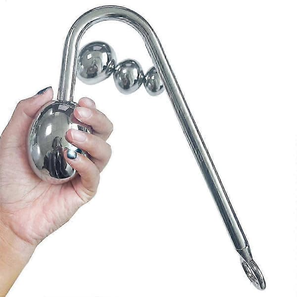 Analkrog i rustfrit stål med enkelt kugle - Buet metalkrog til voksne size:M