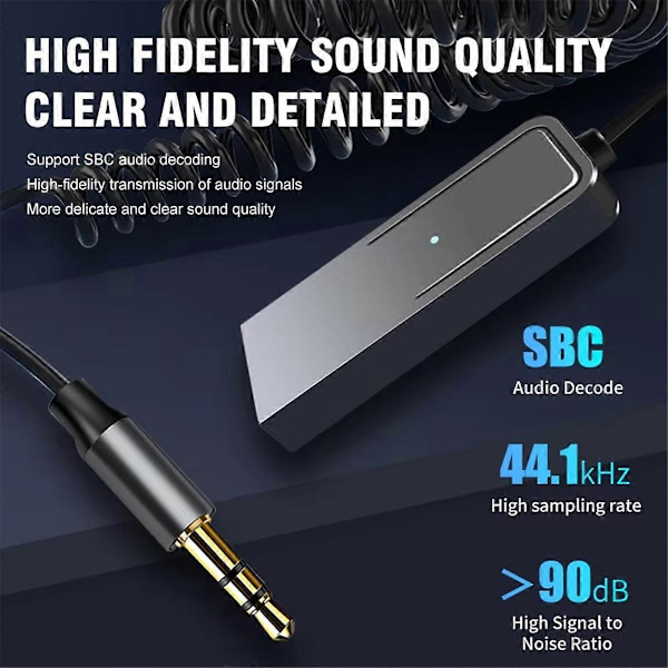 AUX Bluetooth-adapter for bil, 3,5 mm jack-lydsender