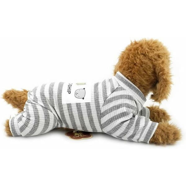 Pyjamas Hvalp Kat Striber Foret Hvalp Hyggelig Blød Efterår Afslappet Hund Grå M