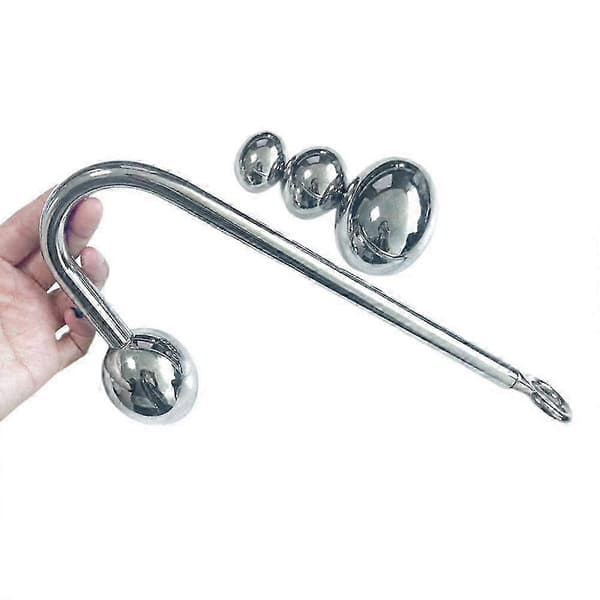 Analkrog i rustfrit stål med enkelt kugle - Buet metalkrog til voksne size:M