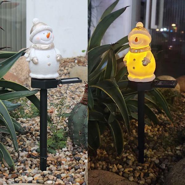 LED snemand solcellelampe havelys julehavepynt plænelys julepynt