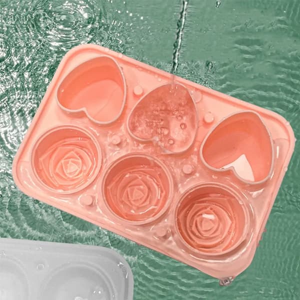 Grønn isbitform rose kjærlighetsform, isbitform silikon med lokk 6-hulls kuleisbitform rose