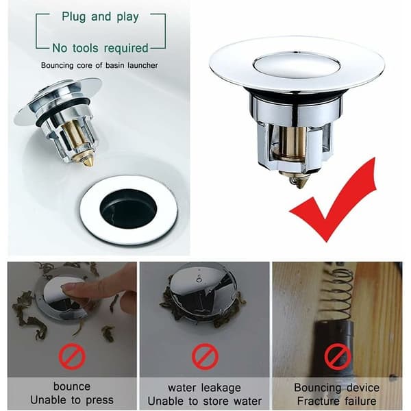 Avloppsfilter Elastisk Kärna Badkar Avloppsplugg Tvättställ Diskbänk Filter Badkar Plugg Universal Rostfritt Stål Elastisk Kärna