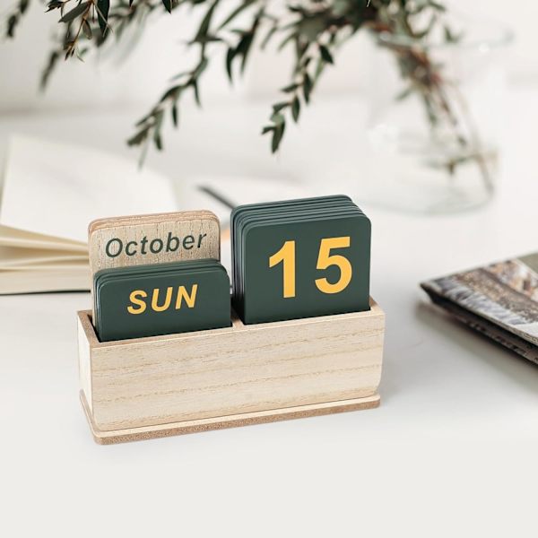 Evighetskalender, skrivebordskalender i tre, daglig vendekalender. 1pc