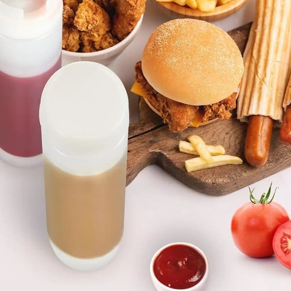 Plastklämflaska, 480 ml klämflaska med stor ventil, klämflaskor för kryddor, ketchup, olivolja, vit