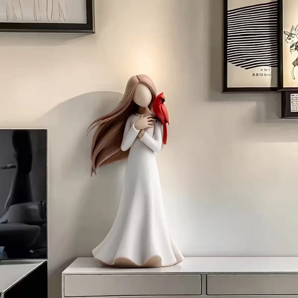 Denna mattröda papegojfigur är perfekt som heminredning. 1PC