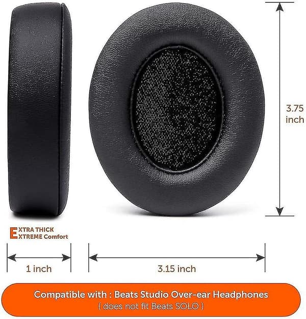 Erstatningsøreputer for Beats Studio 2 og 3 (b0501, B0500) kablet og trådløs | Svart