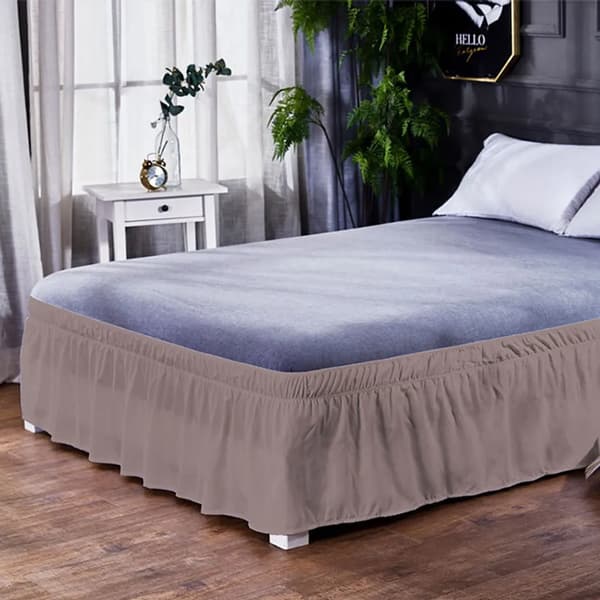 Sengekappe, børstet polyester, med TRE stof sider, elastisk støvkappe, let at fastgøre, polyester