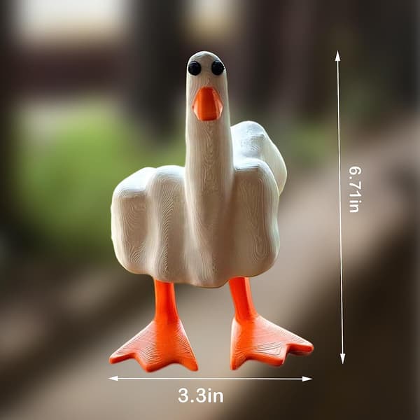 Morsom hagefigur i resin med langfinger White