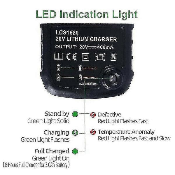 Batterilader for Black&amp;decker Li-ion, EU-plugg Lbx20