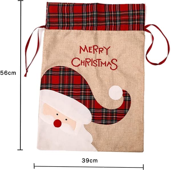 2-pack Santa Claus-påsar, stora julkassar i linne