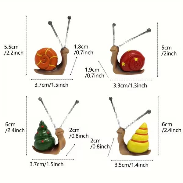4-delars set, mini snigel skulptur bonsai ornament 4pc