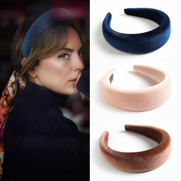 Damhuvudband-Håraccessoarer Sammet Tjockt Modehuvudband color:Navy Blue