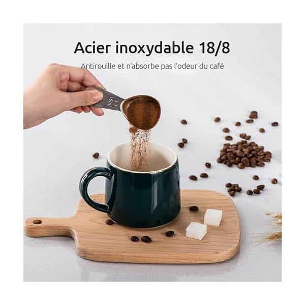 U-Button 15 ml & 30 ml kaffemåleske lavet af holdbart 18/8 rustfrit stål