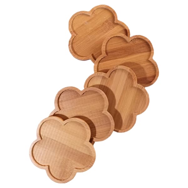 5 bambus coasters, blomsterformede varmeisolerende coasters Wood color