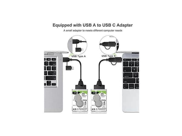 USB 3.0 Type C - SATA-sovitinkaapeli, USB 3.0/Type-C - SSD/2,5 tuuman SATA-kiintolevysovitin, 2,5 tuuman HDD/SSD-kiintolevyohjainmuunnin/sovitinkaapeli