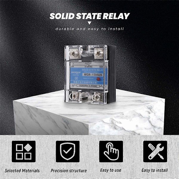 MGR-1 D4825 Enkeltfaset Solid State Relæ SSR 25A DC 3-32 V AC 24-480