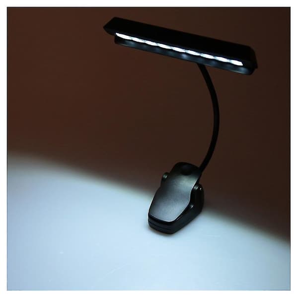 9 Leds Led Læselampe Læselampe Bordklemme Lampe Til Klaver Noder Stativ Sort