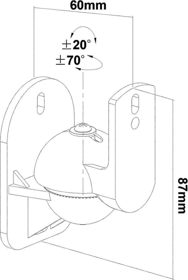 Universella högtalarväggfästen, satellithögtalarväggfäste, svart