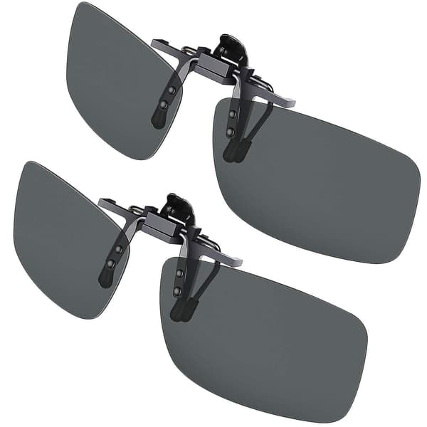 Clip-on solglasögon, [2-pack] Herr/dam UV400 Uppfällbara Polariserade Solglasögon - Bekväm och Säker Passform Över