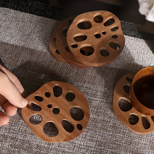 5 vakkert designede varmeisolasjonsmatter i mahogni 5 items