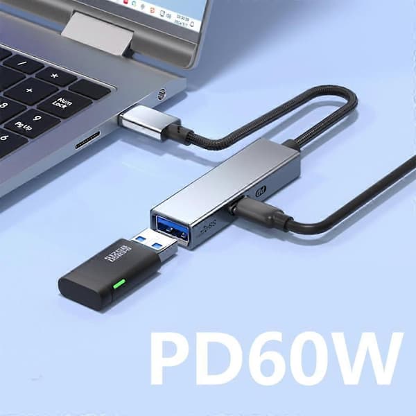 USB C til USB Adapter 2 i 1 3.2 Gen 1 5Gbps Rask Dataoverføring USB C Hann til USB Konverter for Telefoner Grå