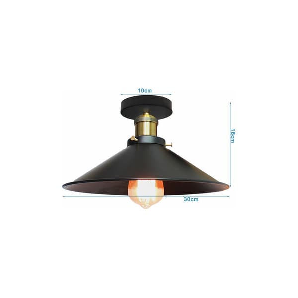 Cham 30cm Paraplyhat Design Loftlampe Retro Industriel Metal Lysekrone E27 Sort - Sort