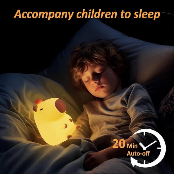 Capybara Nattlampe for Barn, Dimbar Oppladbar Silikonlampe med Timer