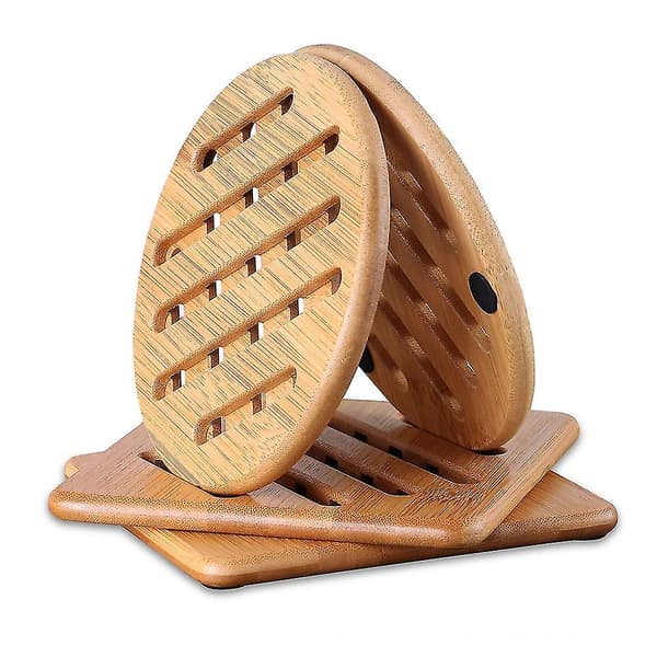 Bambusmatte Sett, Kraftige Gryteunderlag Brikker, Perfekt