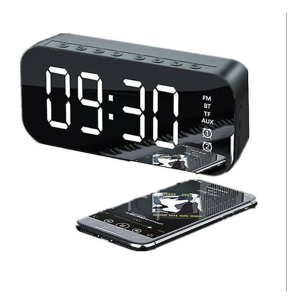 Multifunktionell LED digital väckarklocka, Bluetooth-högtalare, lysande elektronisk musiklåda vid sängen
