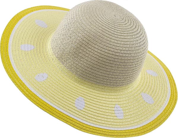 Sommarhatt i halm med bred brätte för flickor