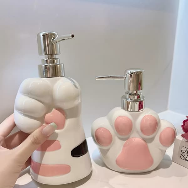 Keramisk lotionflaska i kattfotstil pink