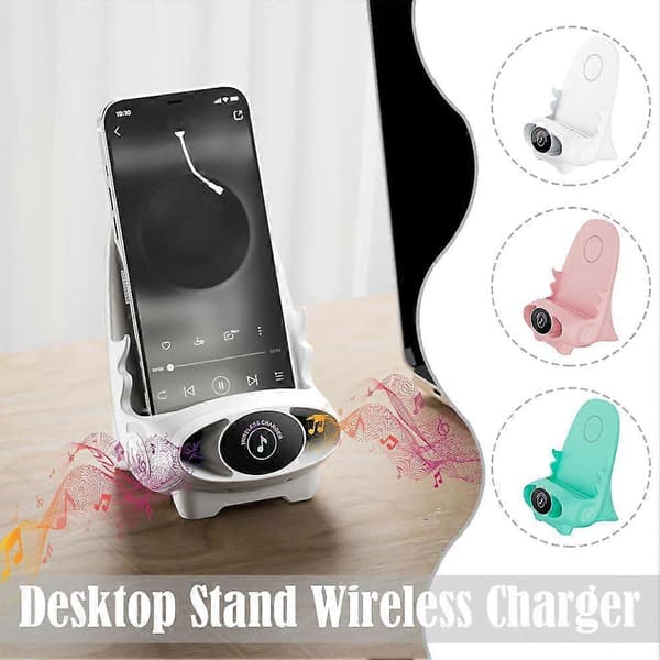 Mini Stol Trådløs Hurtiglader Multifunksjonell Telefonholderlader color:White
