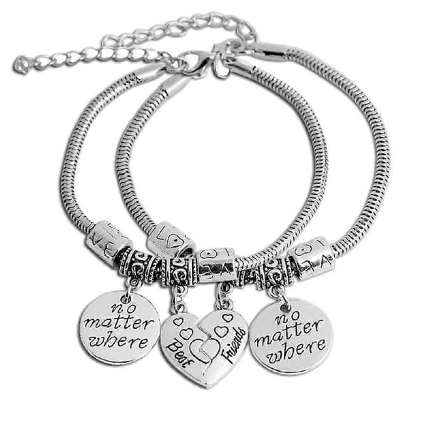 Infasea Bedste Ven Gave Charm Armbånd - 2 STK Rustfrit Stål Udvidbare Inspirerende Armringe