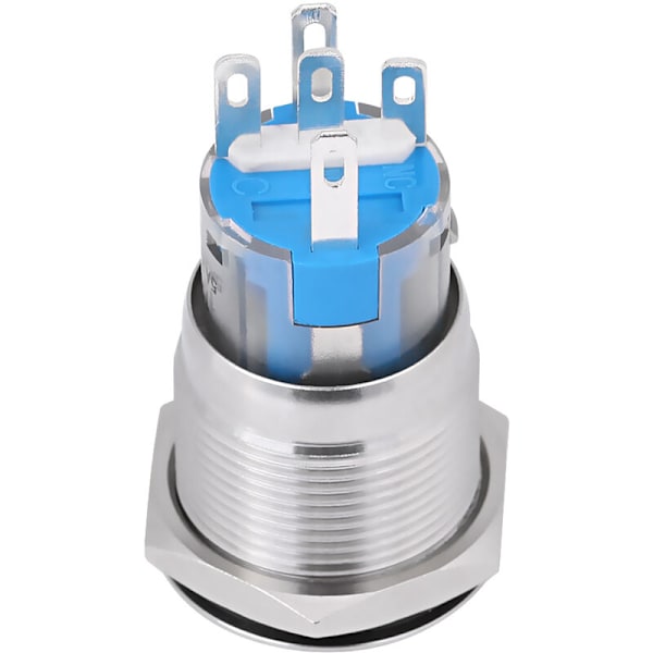 12V hvid LED bilmotor start/stop trykknap sølv rustfrit stål