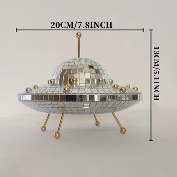 Diskokugle UFO Dekoration - Metallisk Reflekterende Effekt silver