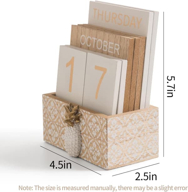 Skrivbordskalender i trä, evig skrivbordskalender i trä 1pc